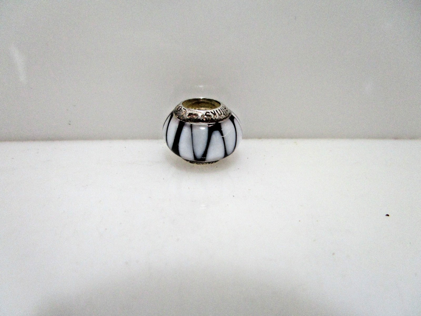 Lovelinks Murano Glass Purple White Zig Zag Charm Only for Bracelet 925