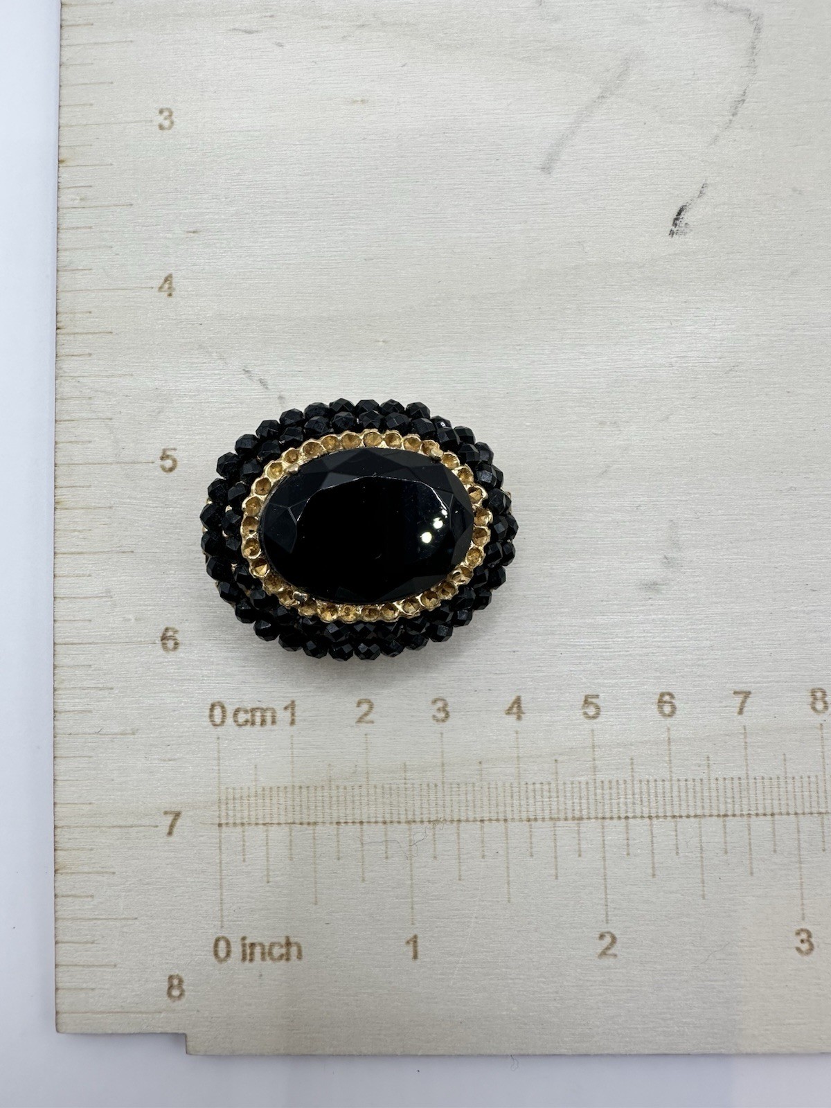 Vintage Vendome Black Crystal Brooch Gold Plated Convertible Pendant