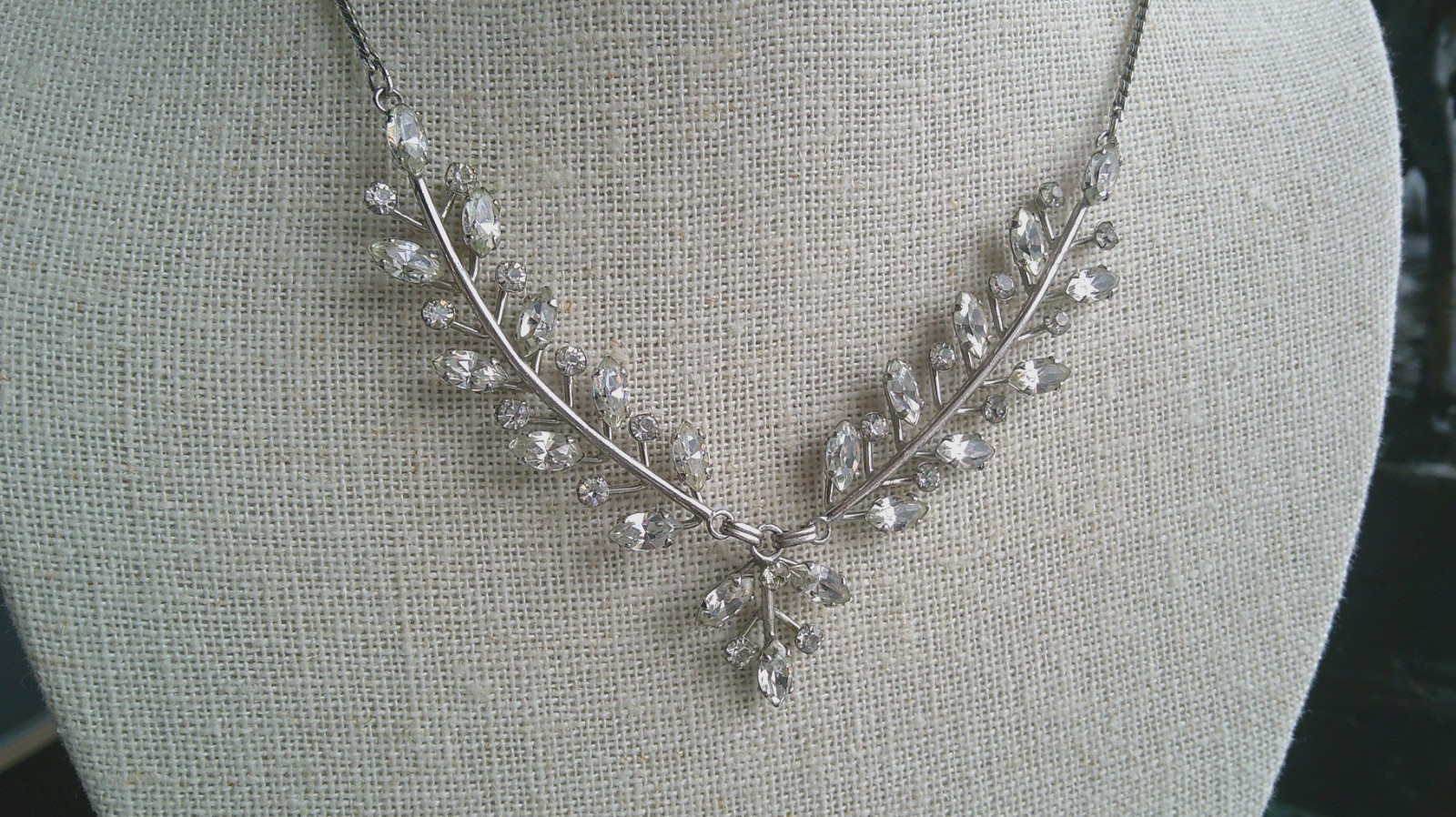 925 Van Dell Crystal Branch/Leaf Necklace