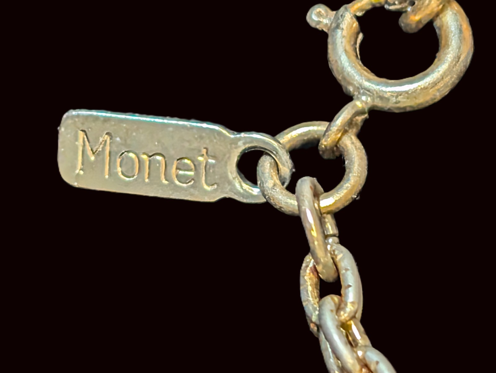 Vintage Monet Gold Tone 54″ Chain with Fancy Filigree Links