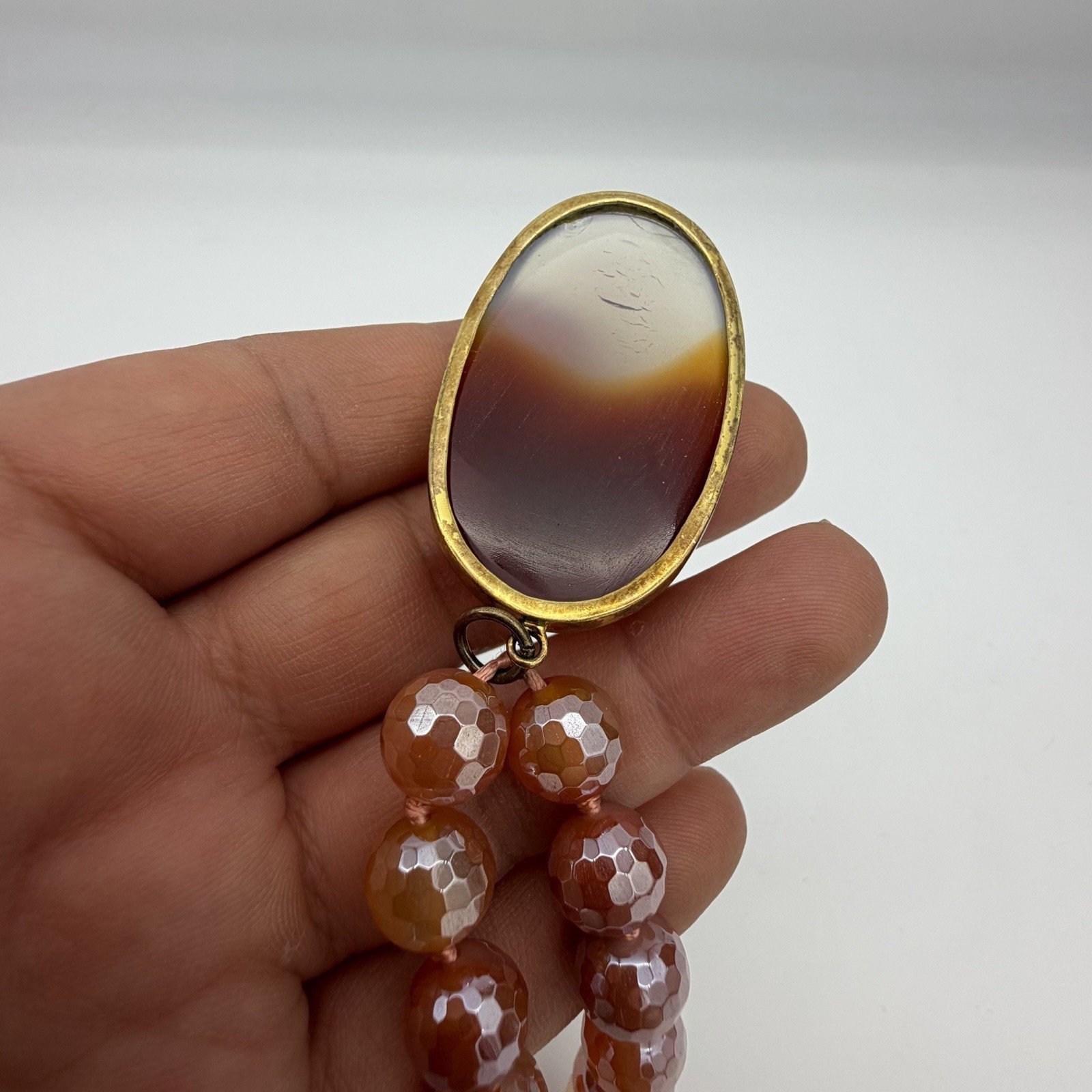 Vtg HSN Sterling Silver Gemstone Necklace Sparkling Agate Statement NOS Org. Tag