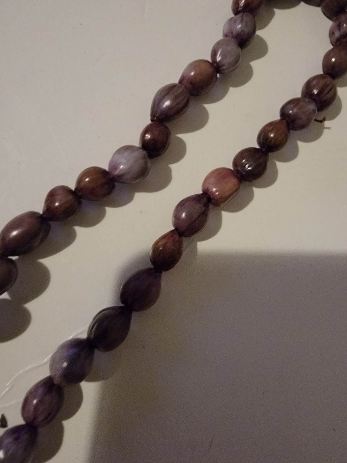 Polished Stone Bead Necklace Beaded Pink Purple Red Vintage
