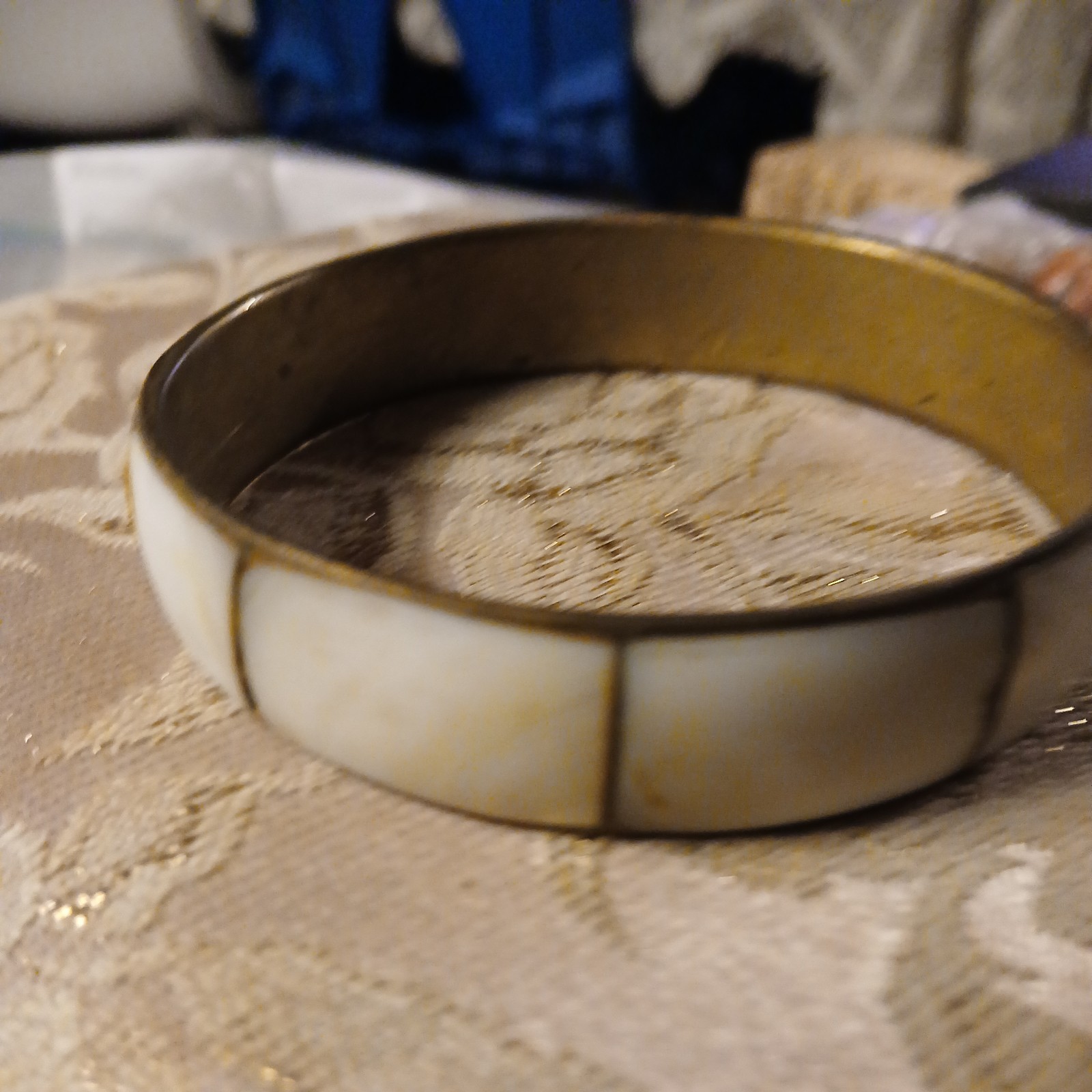 vintage brass and shell bangle bracelet