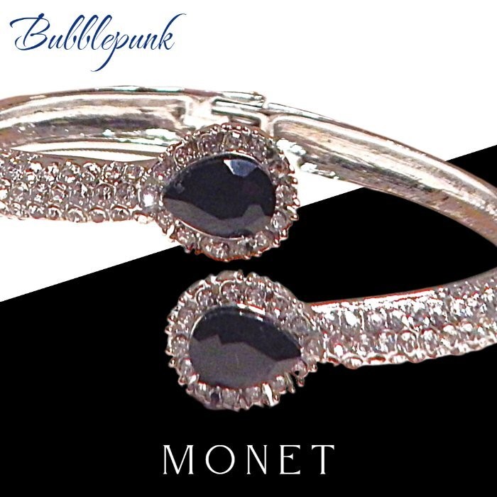 Retro Vintage Pave Rhinestone Bypass Cuff Bracelet MONET NWOT S42