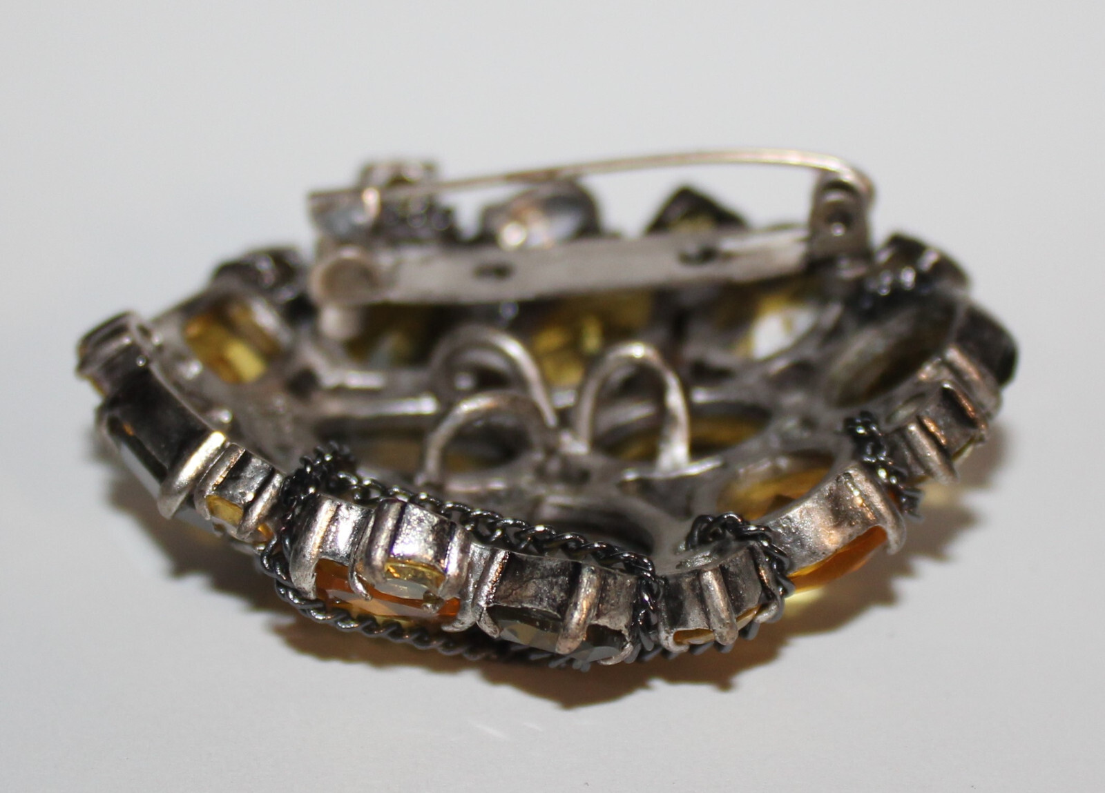 Stella and Dot After the Rain Yellow Brown Art Glass Brooch SM2