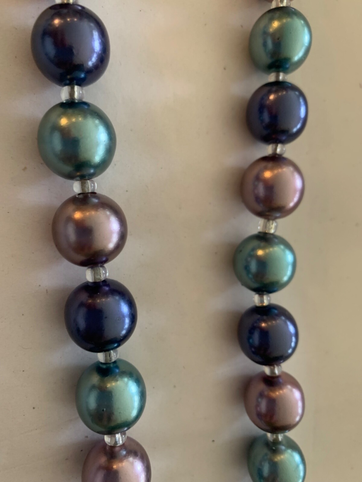 VINTAGE JOAN RIVERS Multi-Color Pastel Pearl Bead Strand Long Necklace