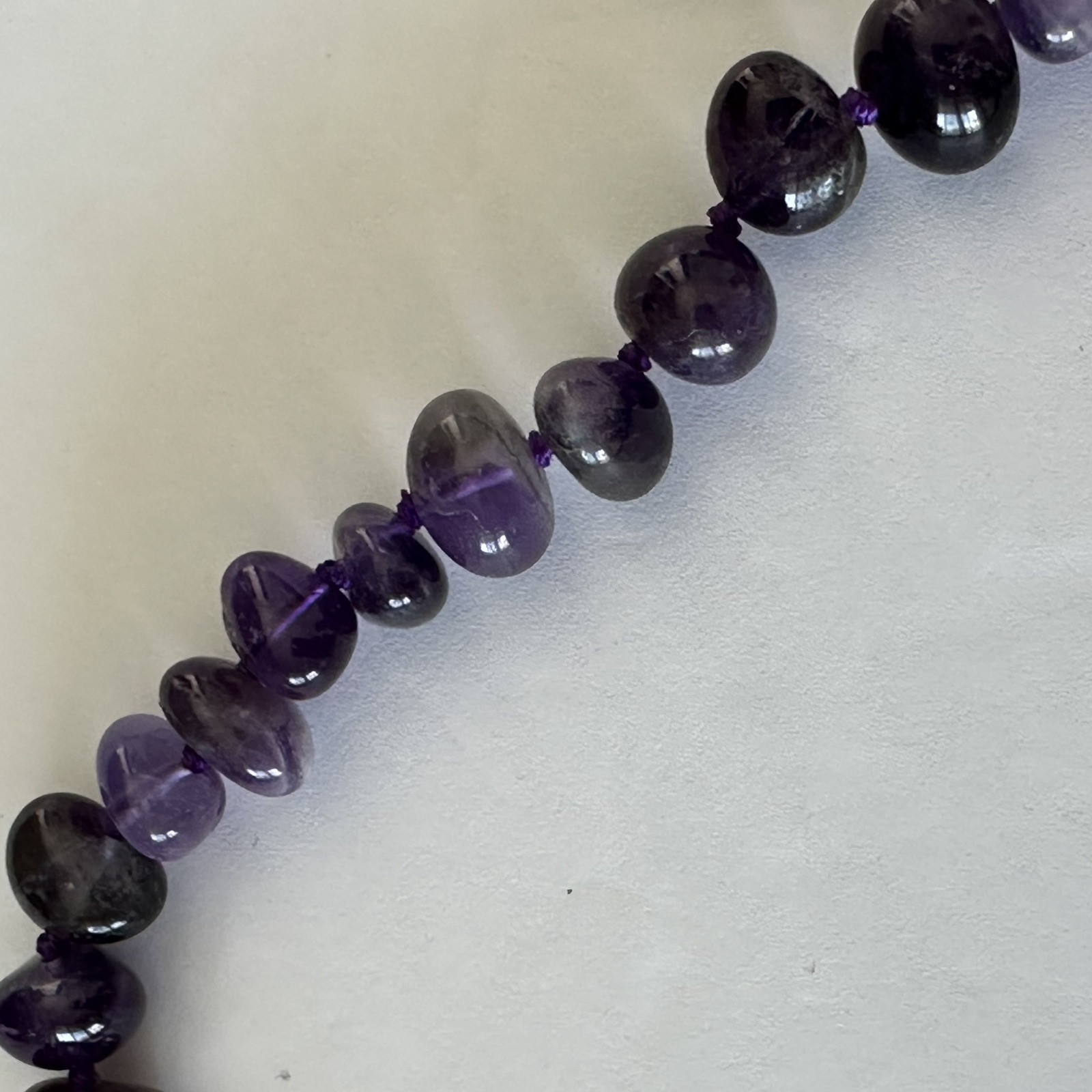Polished Gem Amethyst Chips 34″ Necklace & Beaded Knotted 18″ Amethyst Necklace