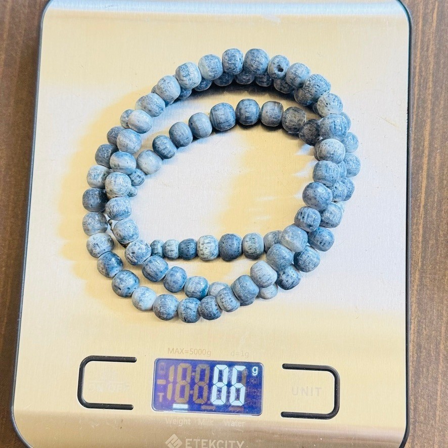 VTG Blue Sponge Coral Beaded Necklace BOHO Genuine Real Round Beads 86g 30″