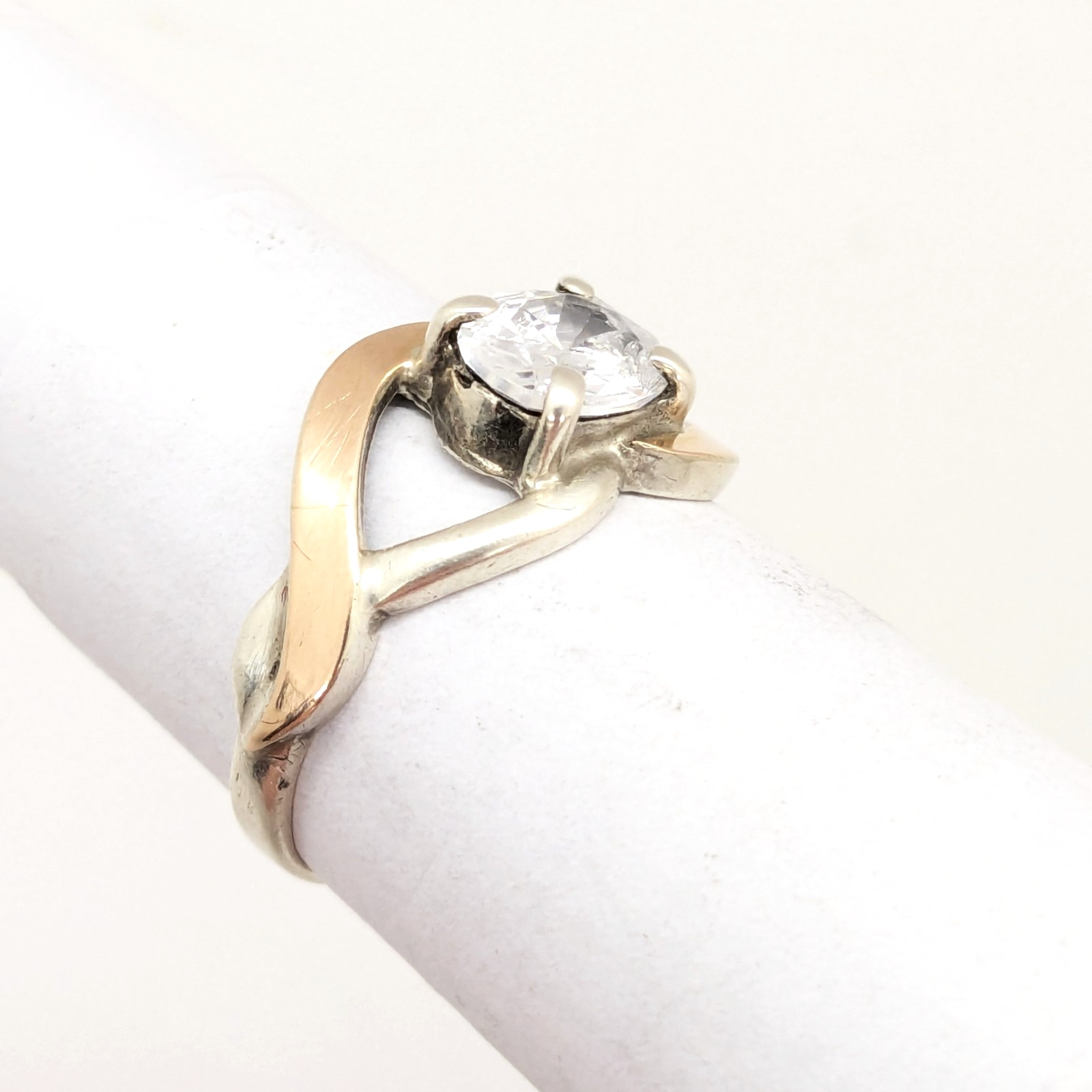 Vintage Luxury RING Silver 925 with Gold Inlay 375 -size: 7.5US (17.5mm)| UA #21