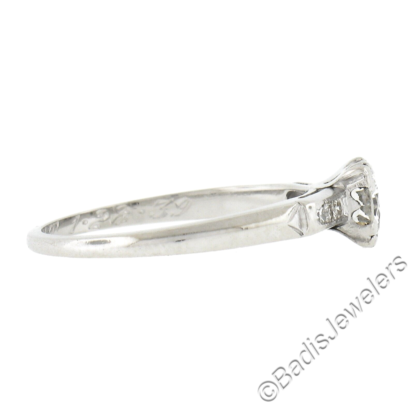 Vintage Platinum .58ctw Old European Cut Diamond Solitaire Engagement Ring