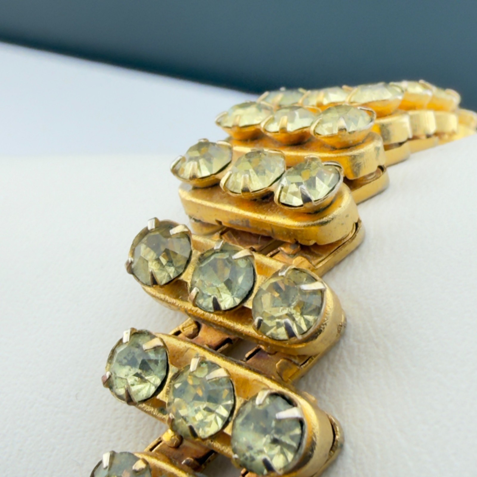 Vintage Rhinestone Expansion Bracelets Set of 2 Stretch Silver/Gold Tone 3 Row