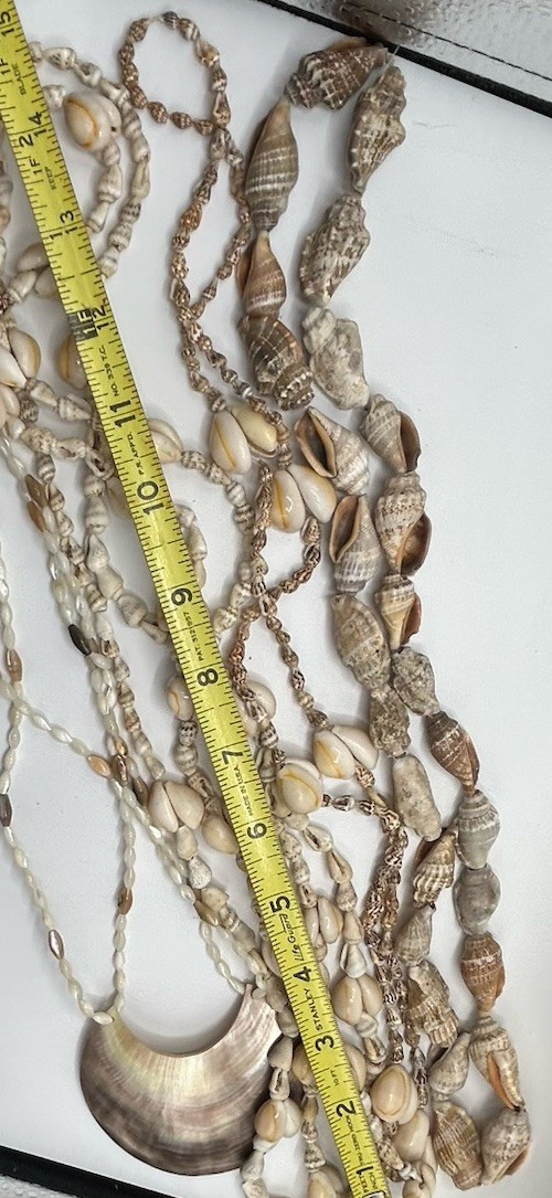 Vintage Long Necklaces Cowrie Shell Lot of 5 Natural Sea Shell Boho Beach 34”
