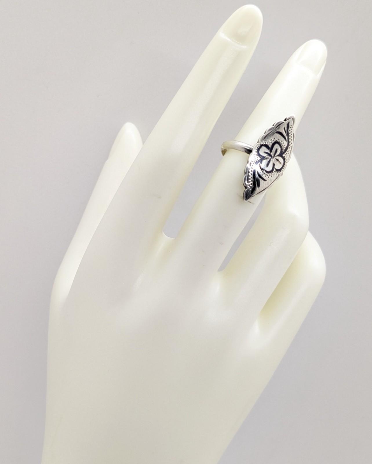 Vintage RING Silver⭐️925 stamp Star USSR with Blackening -size: 7US (17.5mm) #20