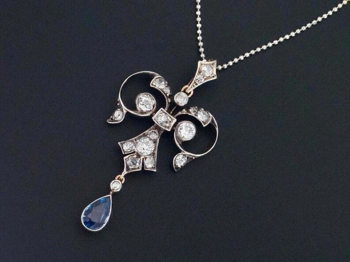 2.50Ct Art Deco Style Lab Created Diamond Anniversary 14k White Gold FN Pendant