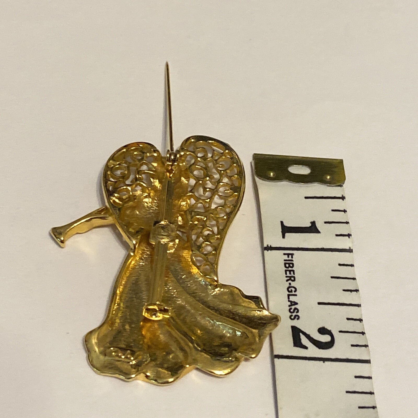 Angel Brooch With Harp Goldtone. 2 in X 1 1/2 in.