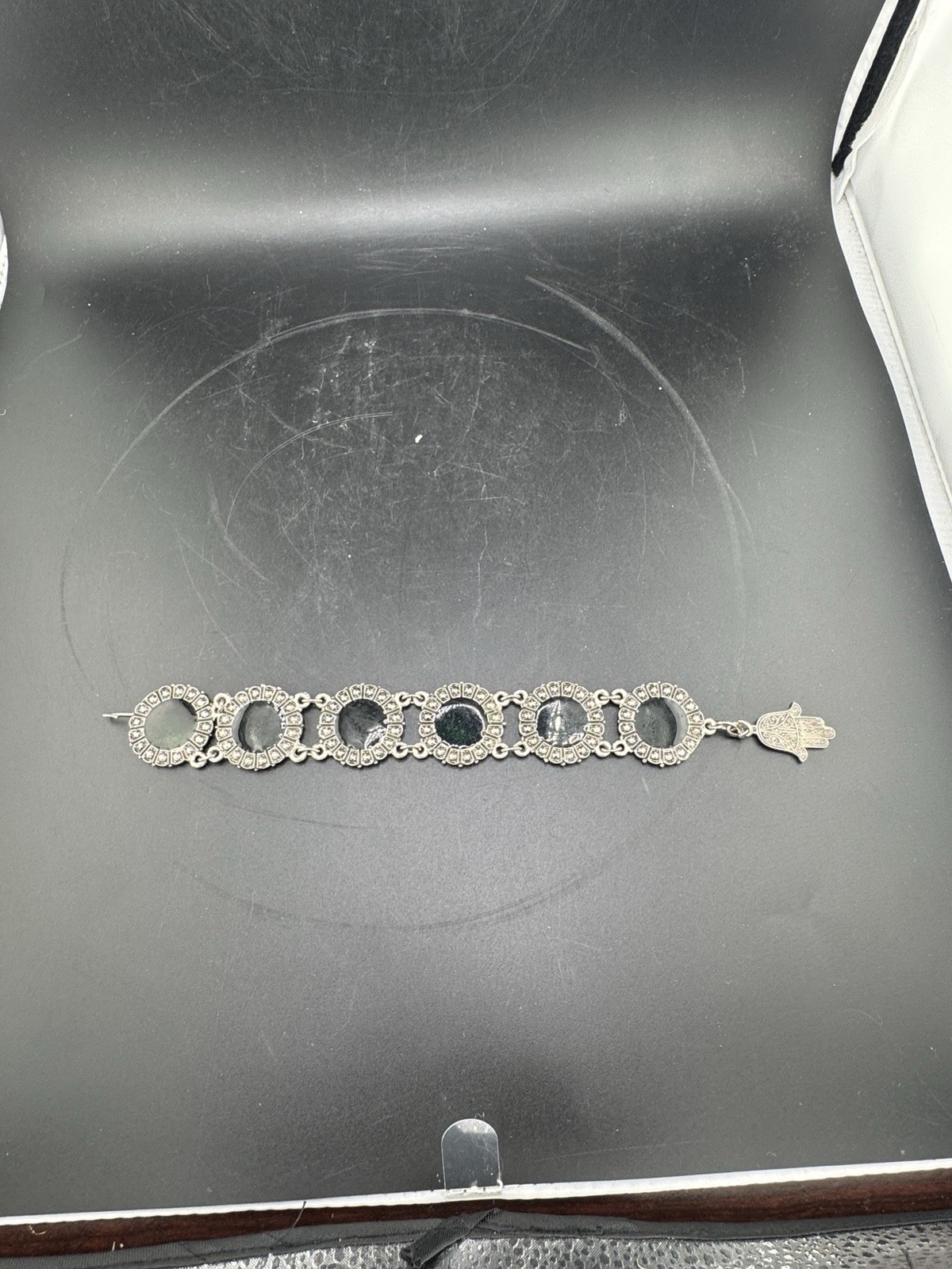 Vtg Green Silver Toned Souvenir Of Morocco Du Maroc Bracelet See Pics