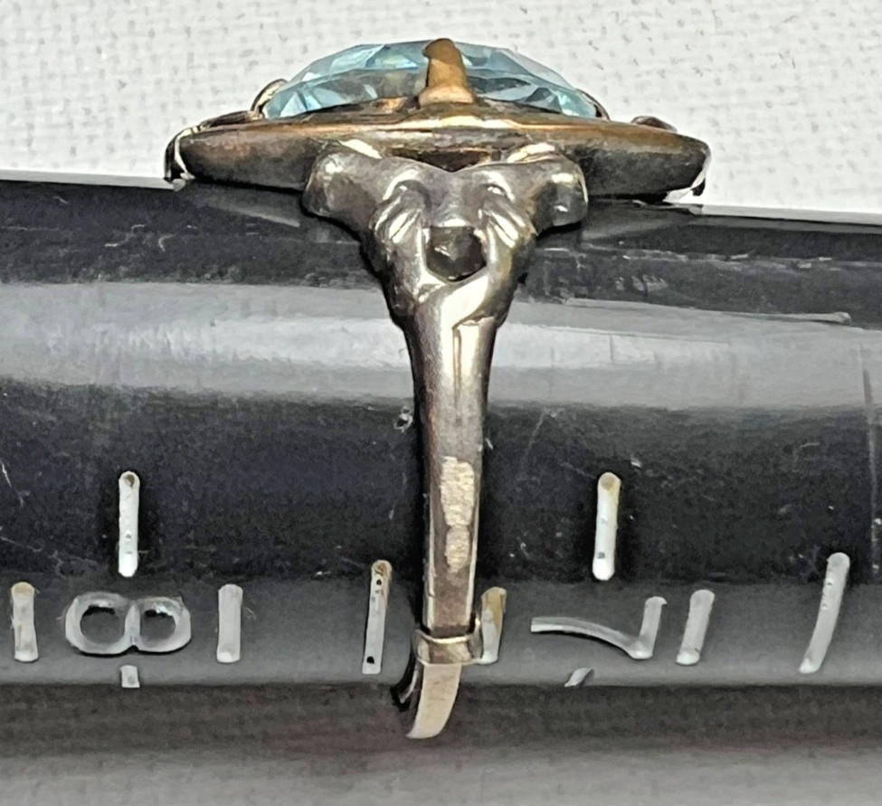 Vintage Sterling Silver & 14K Gold Ring – Large Color-Shift Blue Violet Gemstone