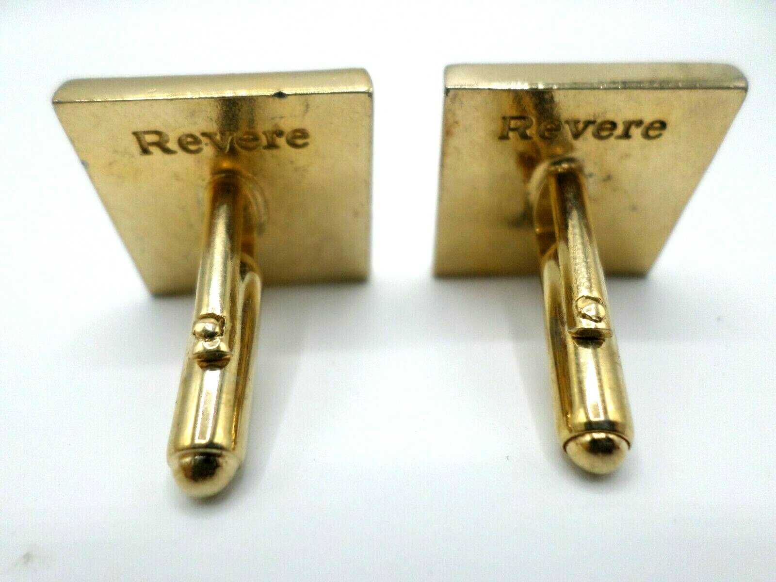 Paul Revere Gold Tone Cuff Links Square Black Background Matte