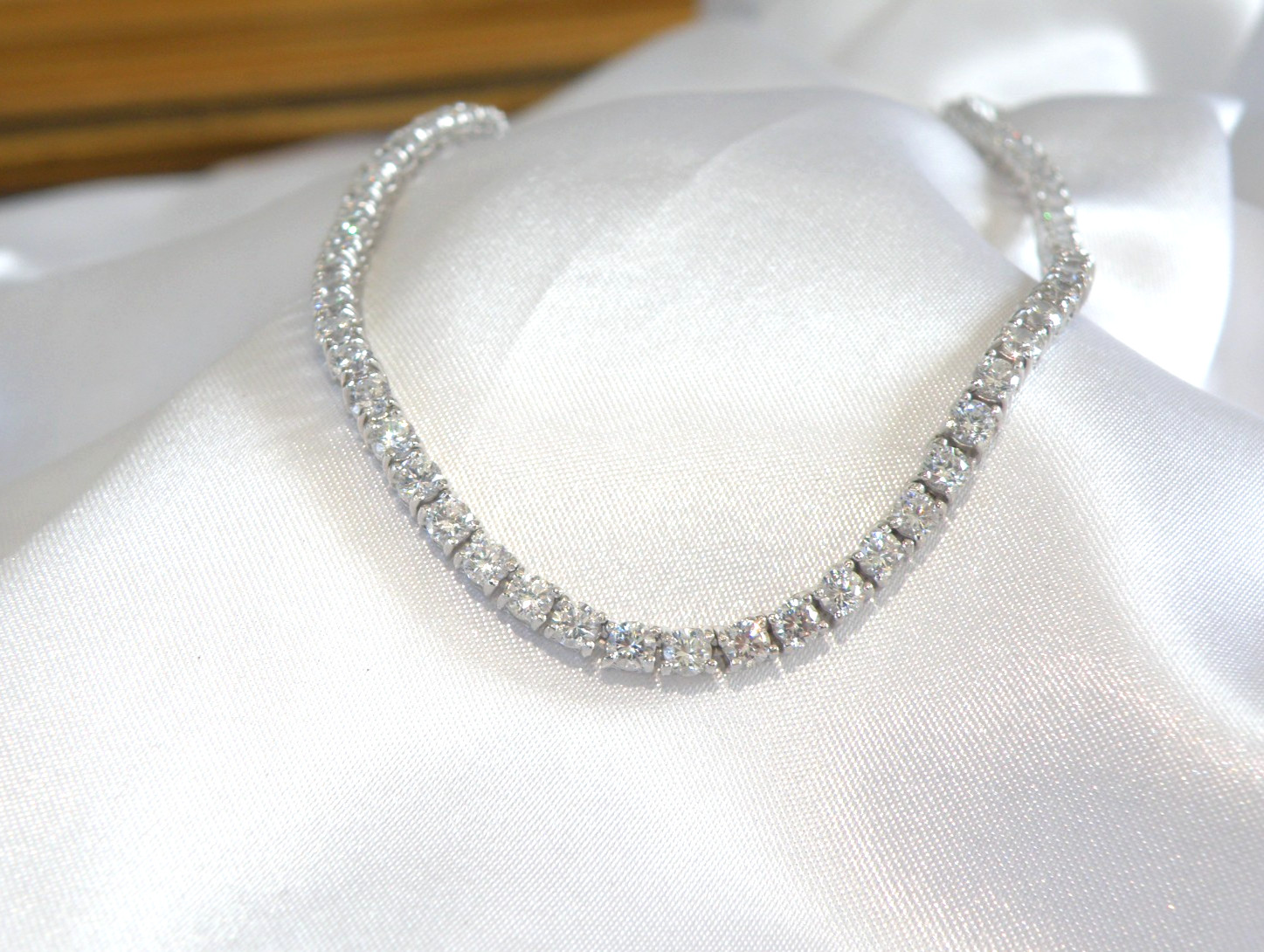 Vintage Sterling Silver 925 Cubic Zirconia Tennis Necklace Fits 18″