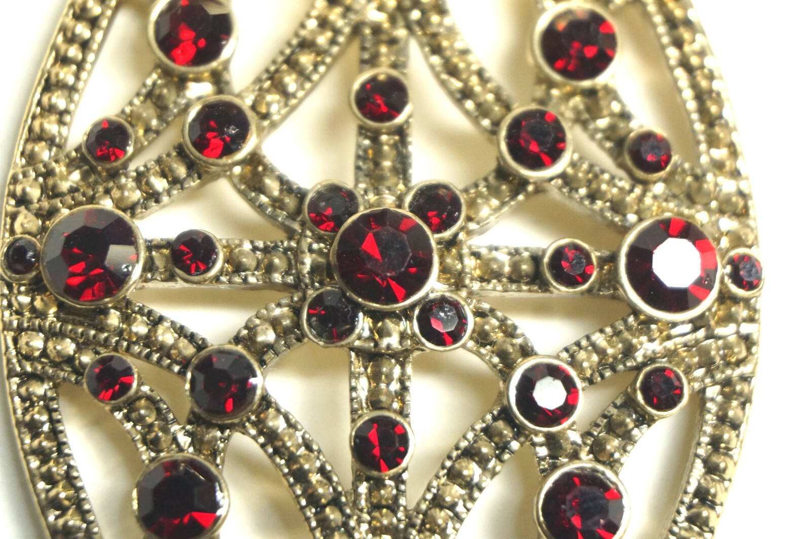 Vibrant & Darker Red Rhinestone & Acrylic Crystal Bead Pendant Necklace