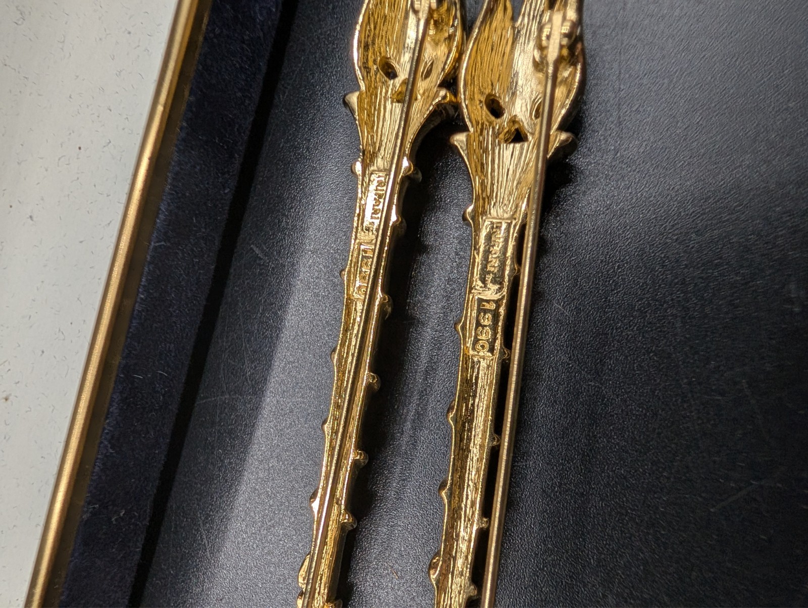 Vintage Trifari Collectibles Twin Torch Brooches Missing One Rhinestone