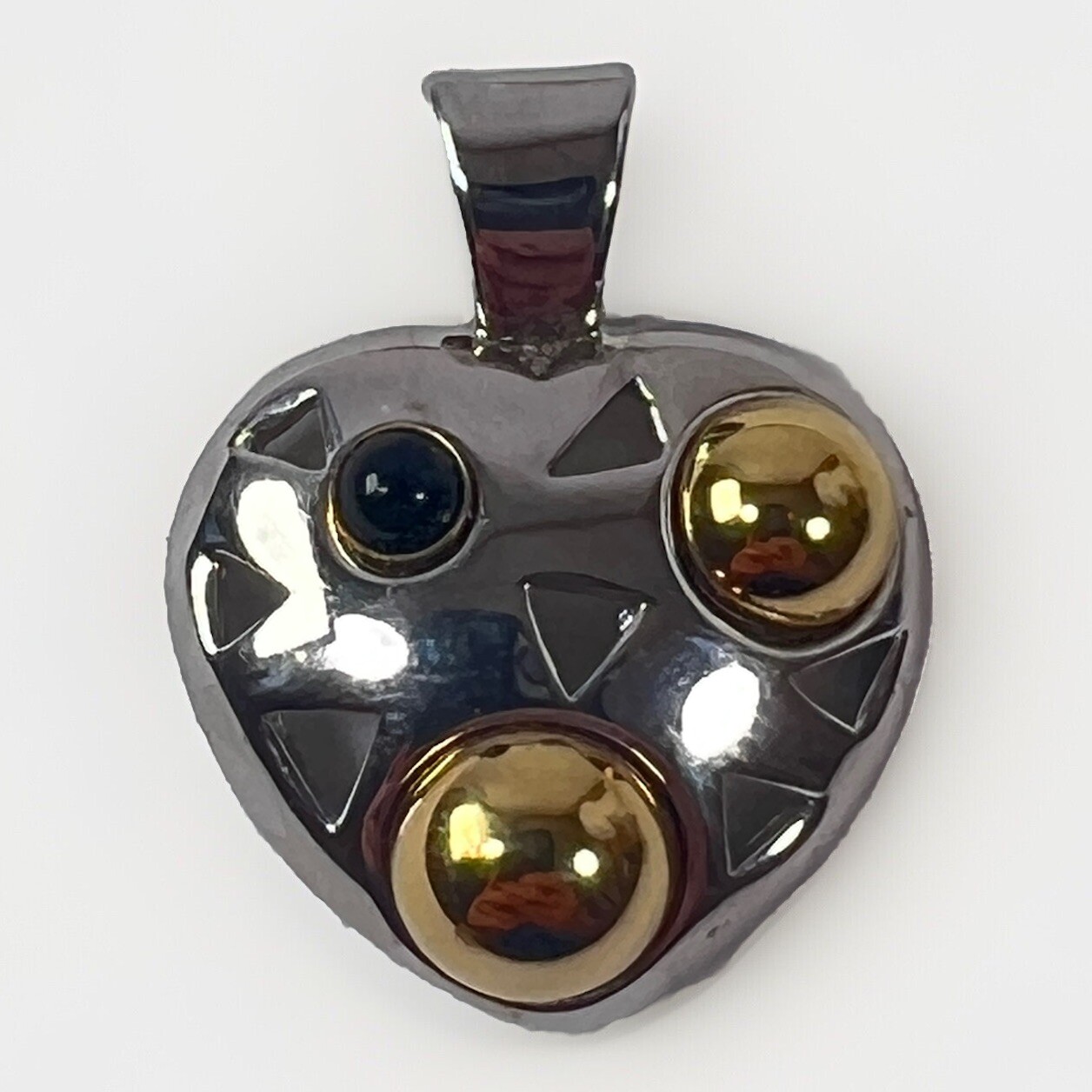 Vtg Heart Pendant Only Modernist Glass Cabochon PISCITELLI Fashion Jewelry