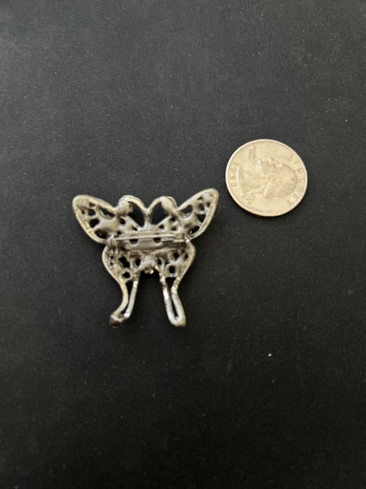 VINTAGE BUTTERFLY BROOCH – PURPLE & PINK & WHITE RHINESTONES
