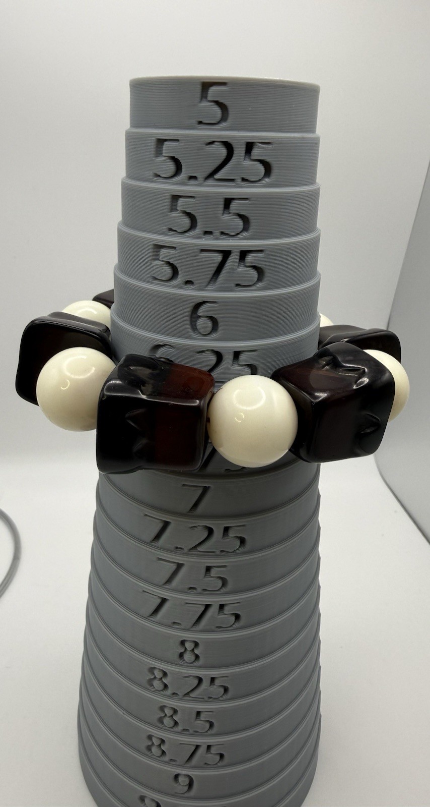 Vintage Chunky Brown & White Lucite Bead Stretch Bracelet Statement