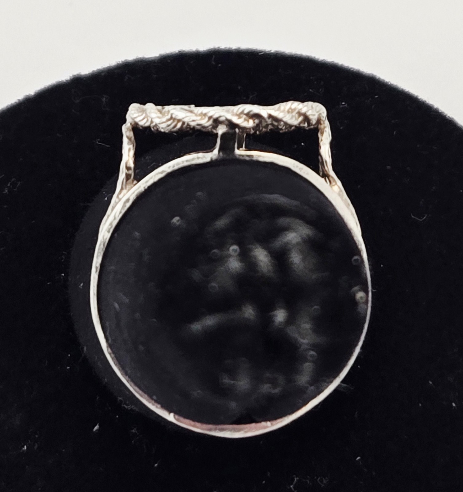 Vintage Sterling Silver Chinese Panda Coin Bezel Ring Rope Twist Size 8 – 2.2g