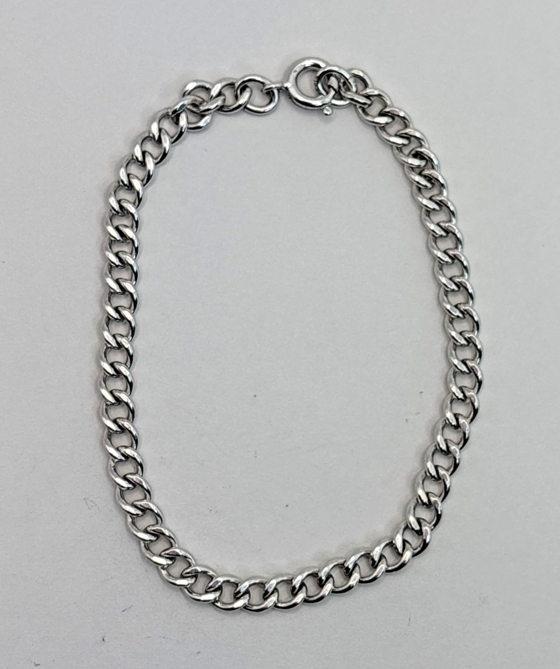 Vintage .925 Sterling Silver 4.5mm Link Chain 7.25″ Starter Charm Bracelet