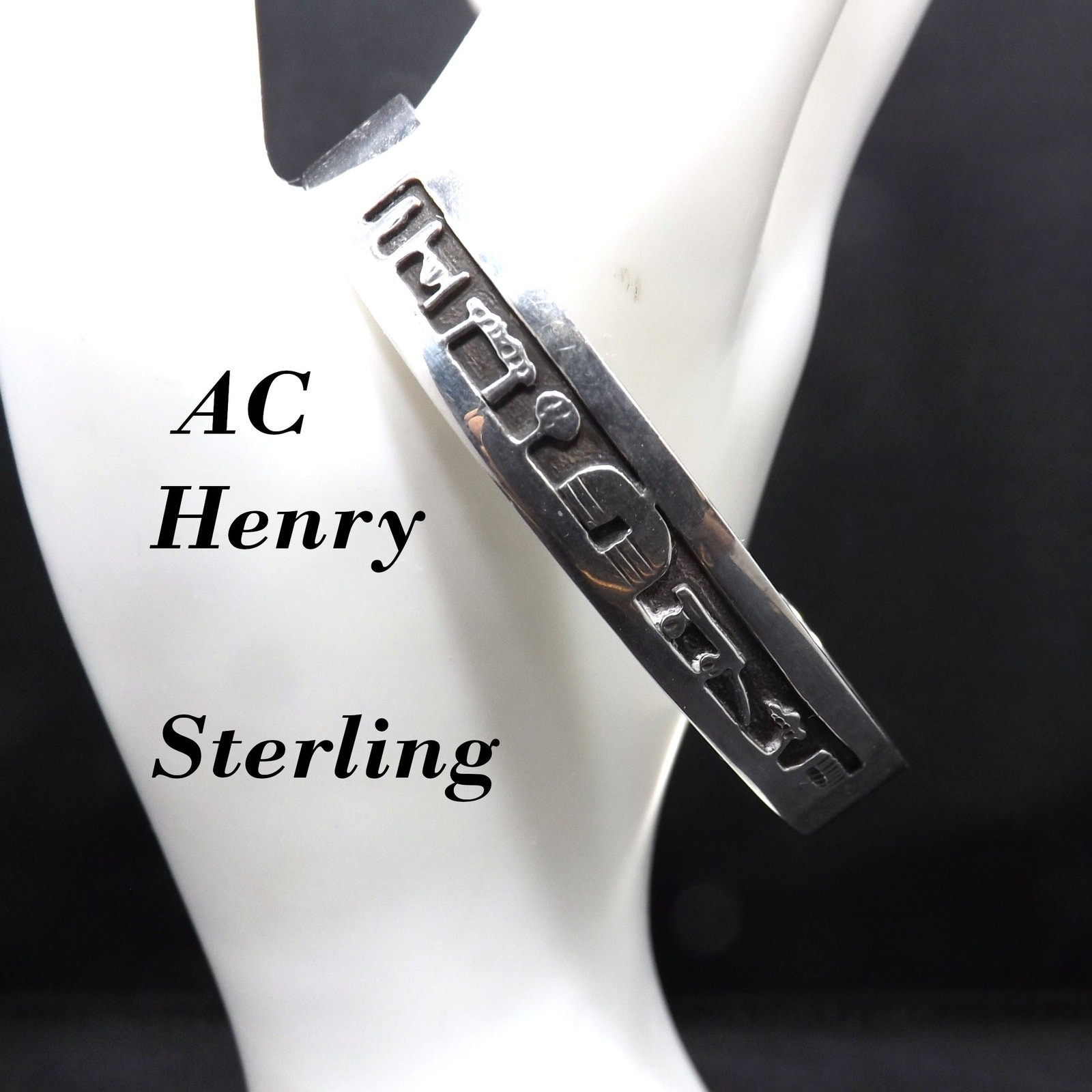 Navajo AC Henry Sterling Storyteller Cuff Bracelet Signed Vintage