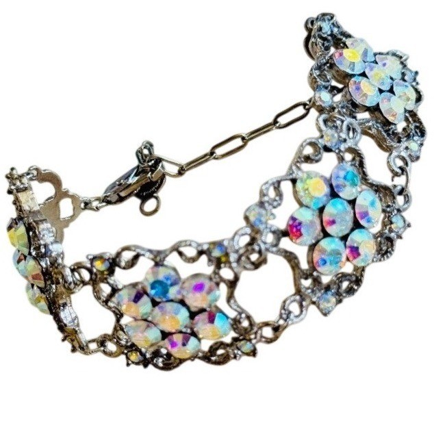 Marianna Jewelry Bracelet Aurora Borealis Austrian Crystal USA Chunky 90s Y2K