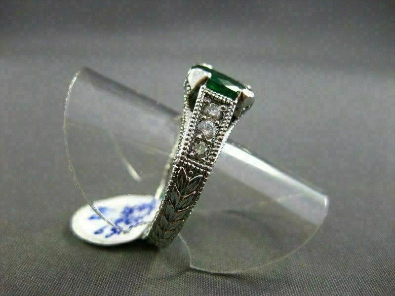ESTATE 2.18CT DIAMOND & AAA COLOMBIAN EMERALD 14KT WHITE GOLD 3D ENGAGEMENT RING