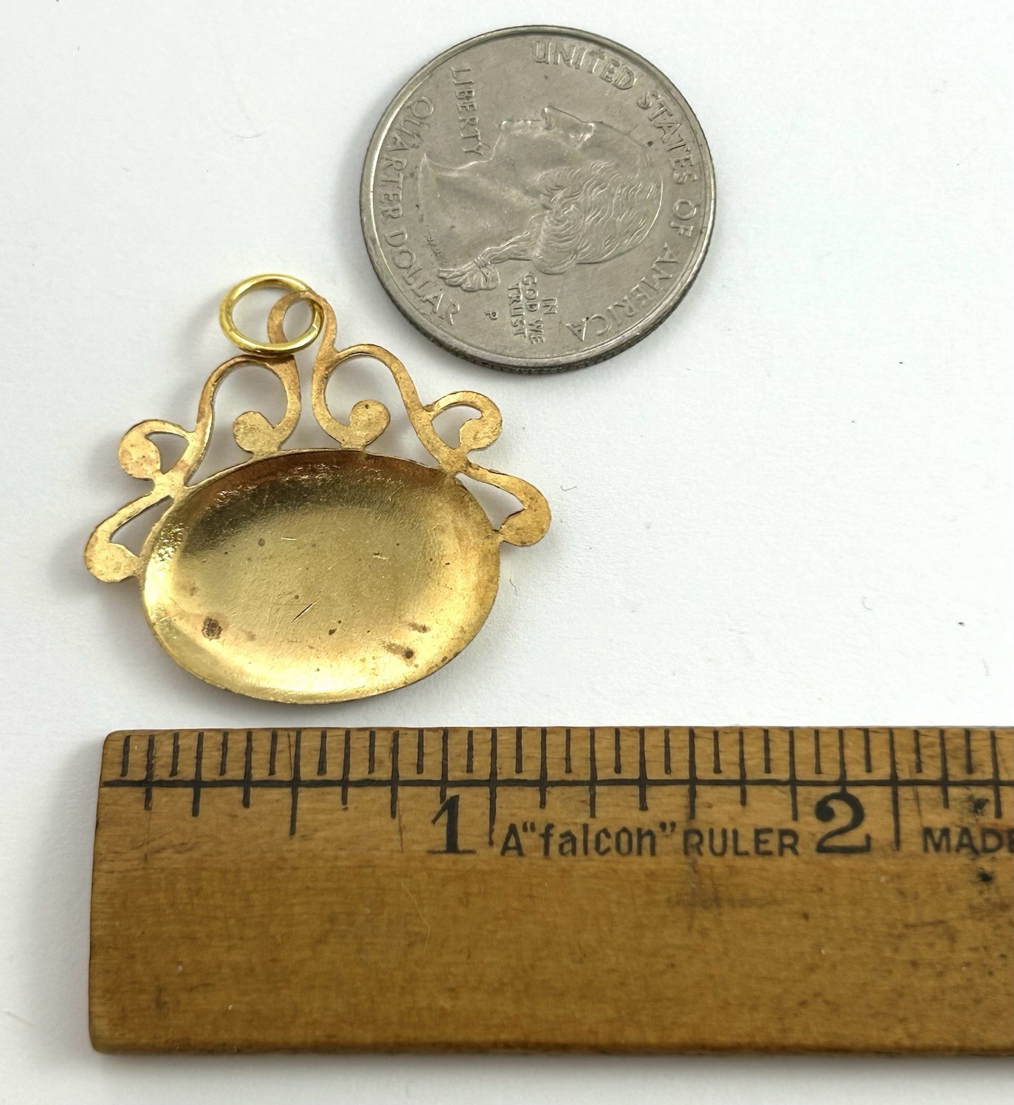 Vintage Fob Style Charm Pendant Ornate Metal Has Tarnish As Is Vintage Jewelry