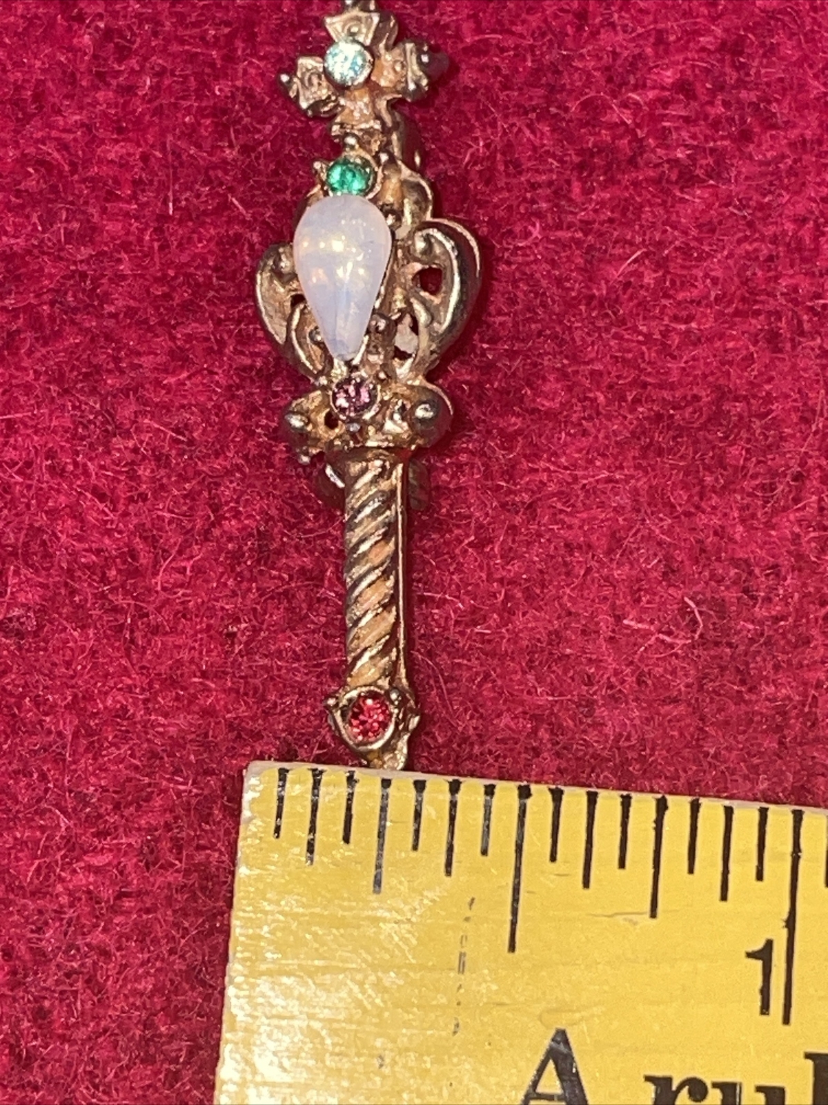 Antique Sword Brooch w/Ruby, Amethyst, Opal, Emerald And Blue Colored Gemstones