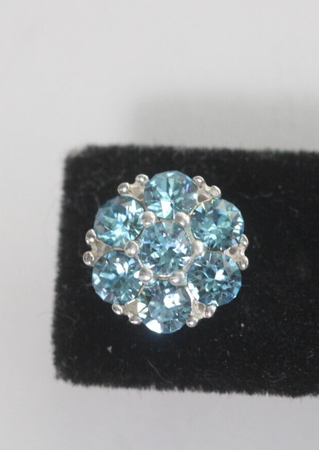 Vintage 925 Sterling Silver Swarovski Blue Crystal Flower Earrings NWT