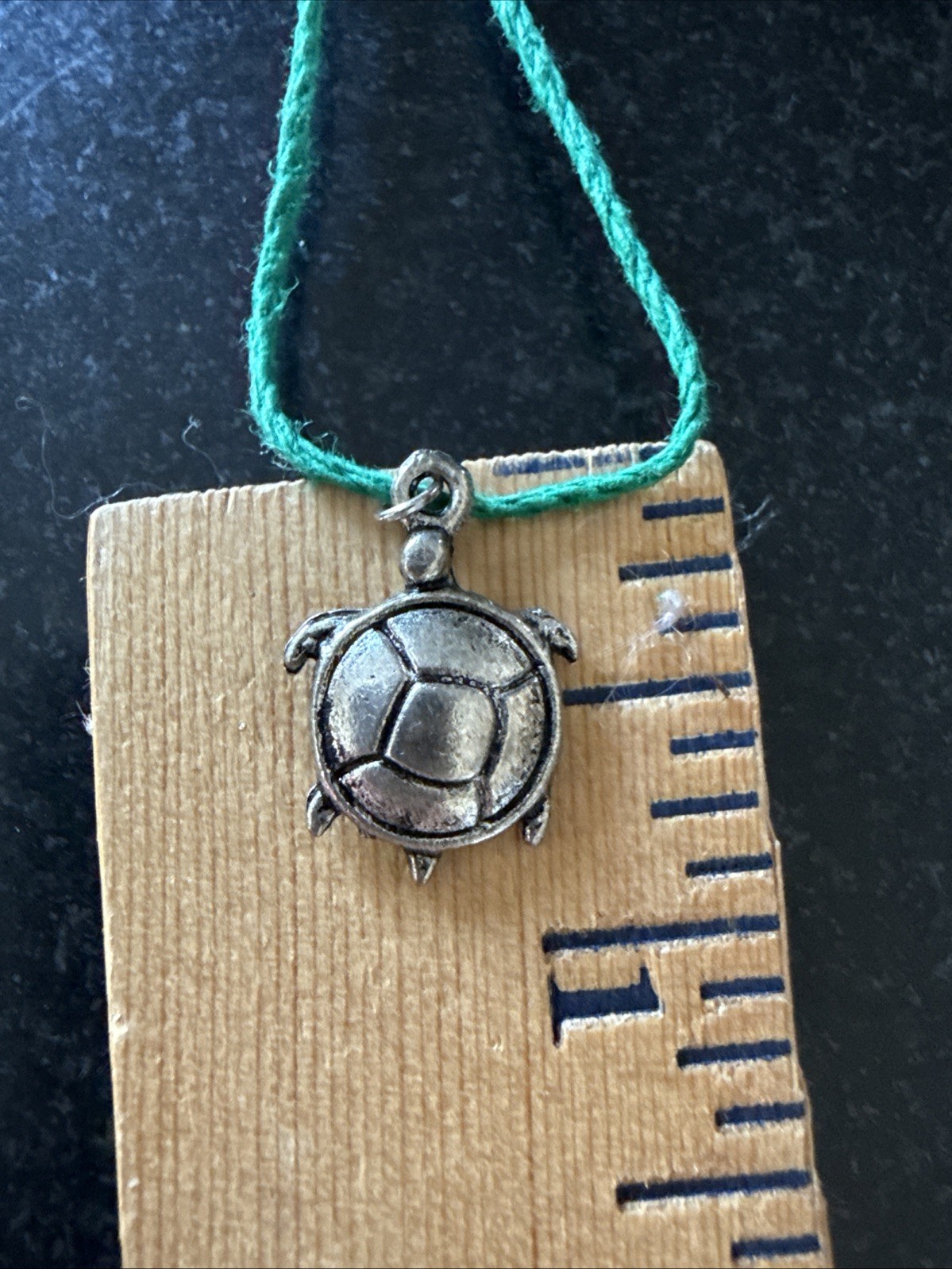 TURTLE CHARM Dainty Necklace Hemp Cord Boho Beach Ocean Tibetan Silver Tone