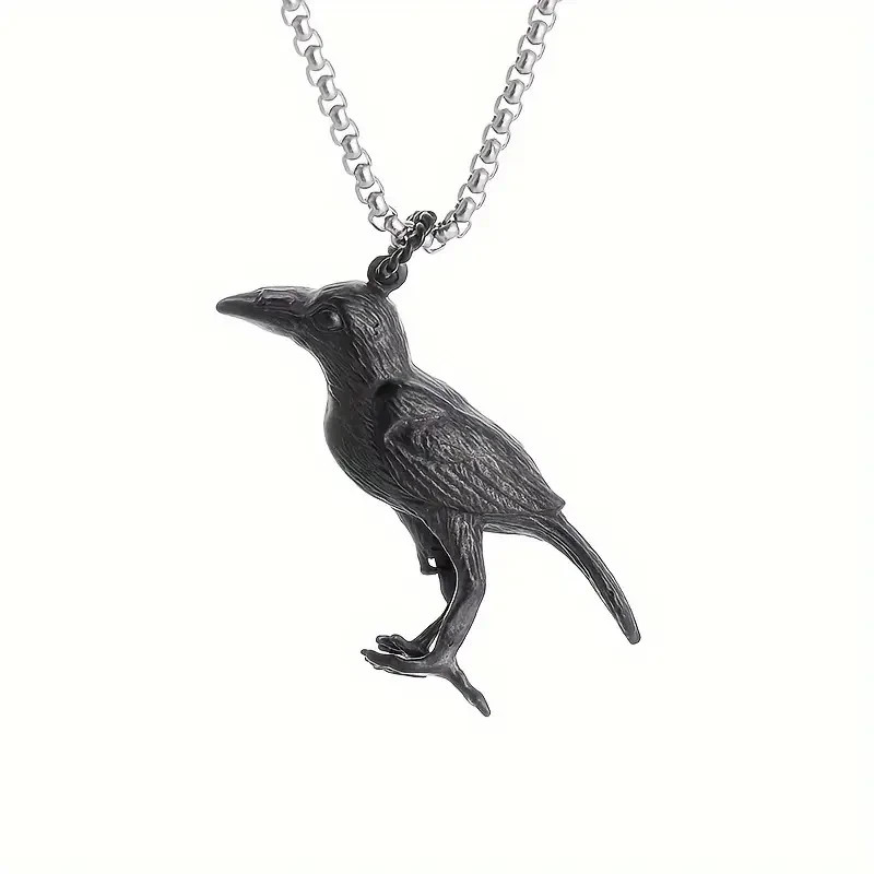 UNIQUE PUNK JEWELRY FOR MEN WOMEN RETRO GOTHIC NORDIC MYTH BLACK RAVEN NECKLACE