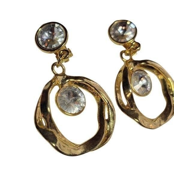 Vintage Napier Gold and Silver Hoop Earrings