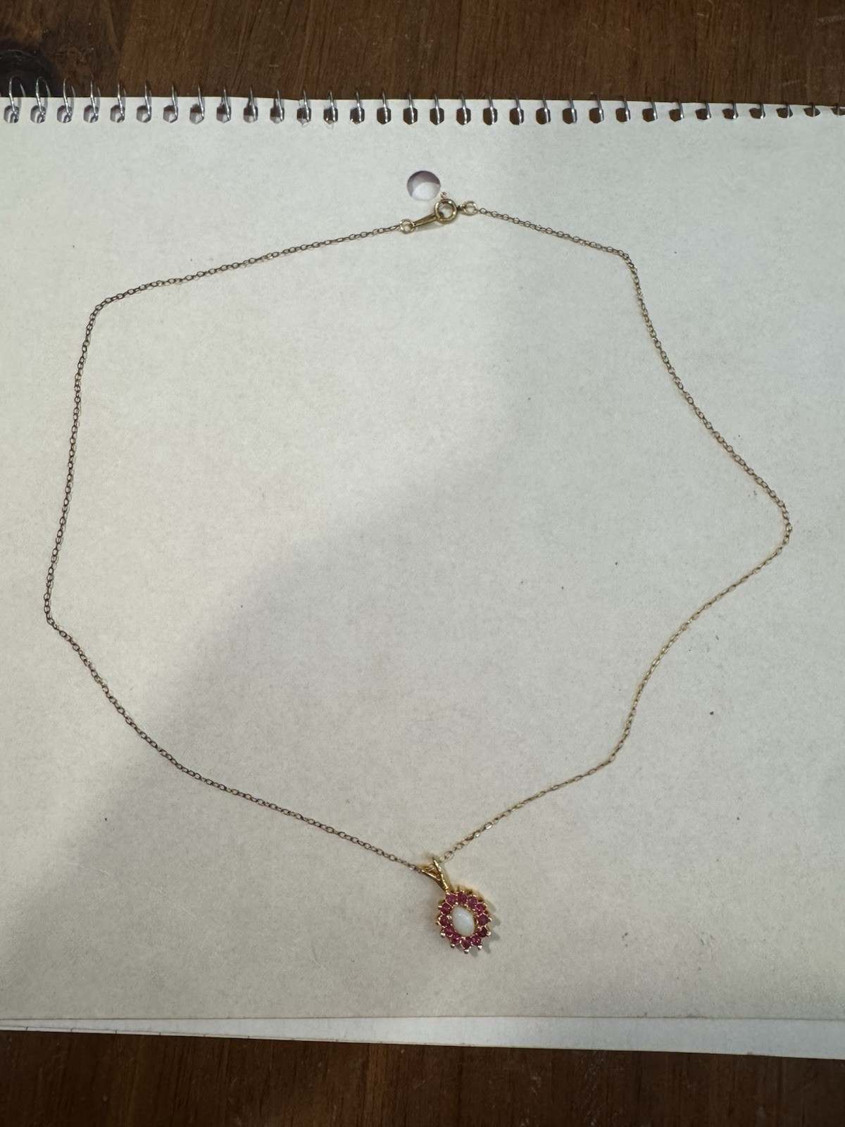 Vtg Ronte Of Hollywood Genuine Ruby Sapphire and Opal Gold Necklace
