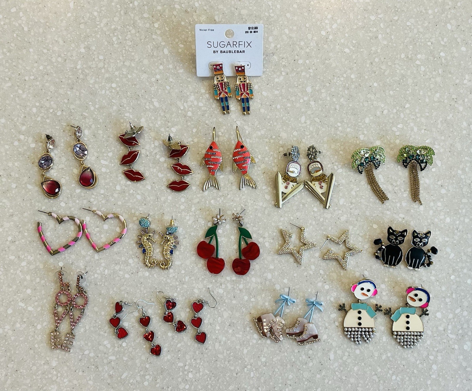 Sugarfix by BaubleBar Novelty Earrings Mixed Lot 15 Pairs Enamel