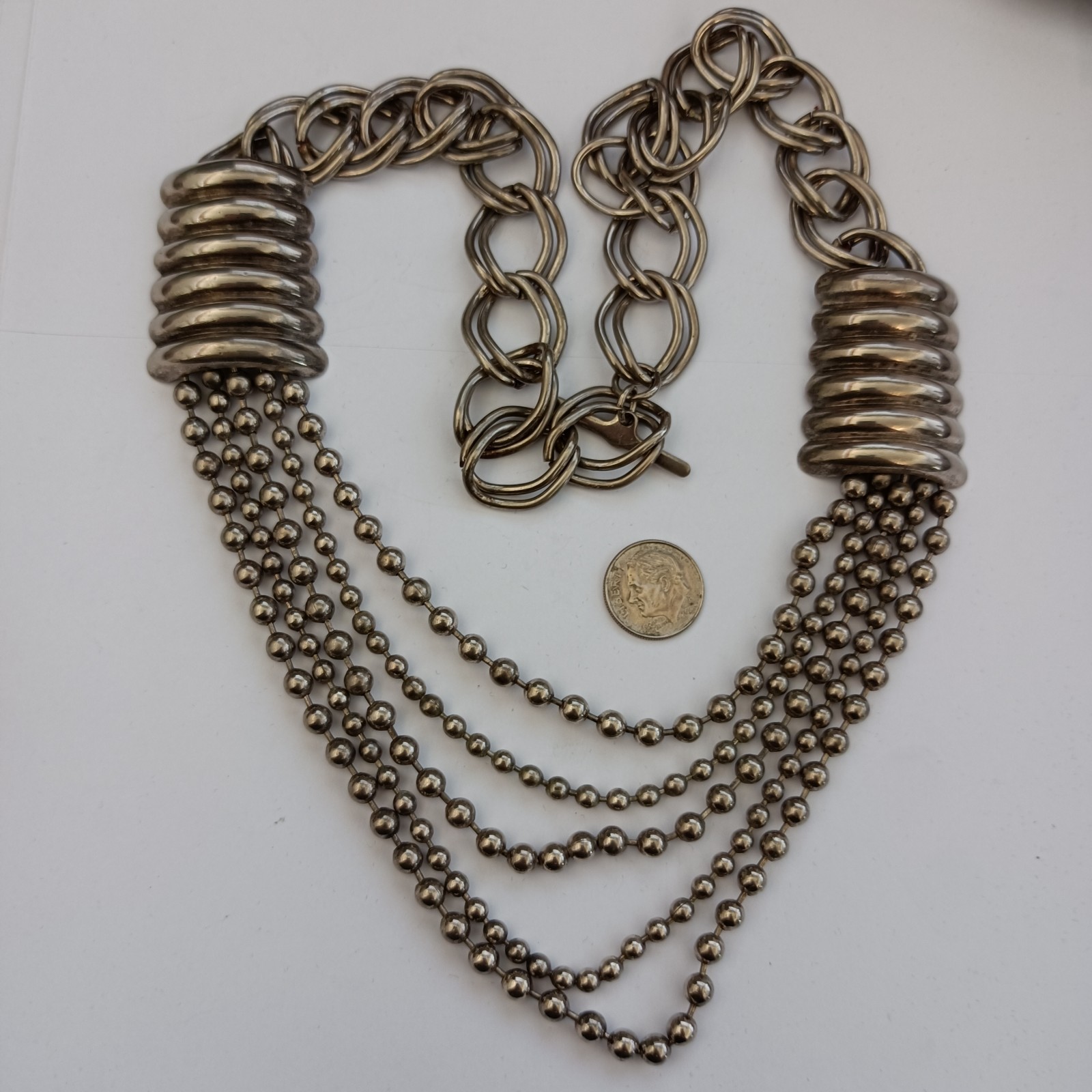 Statement Necklace Coiled Industrial Mechanical Massive Heavy Brutalist Chunky