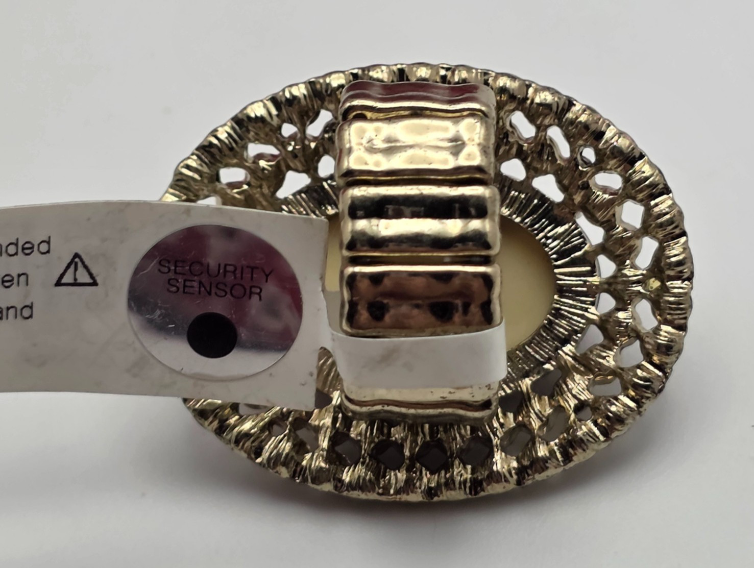 Vintage Tigers Eye Lucite Cocktail Ring Gold Tone Crystal Halo Stretch Band OS