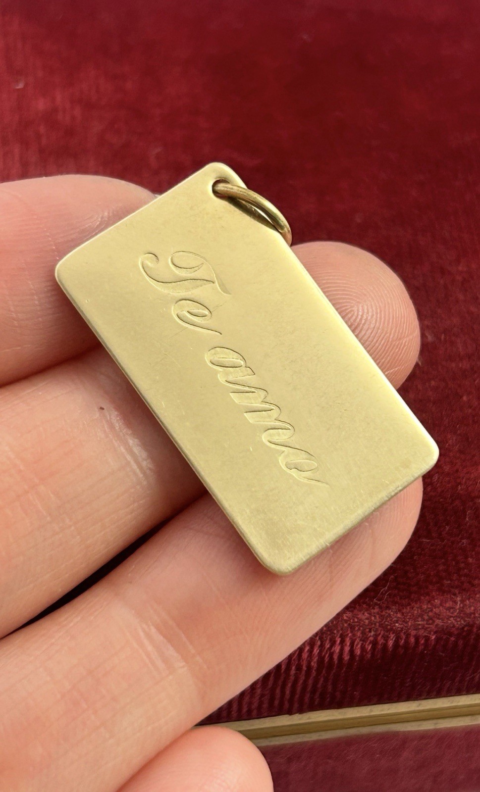 Vintage Charm I Love You Te Amo Necklace Pendant Brass Jewelry Gift For Women