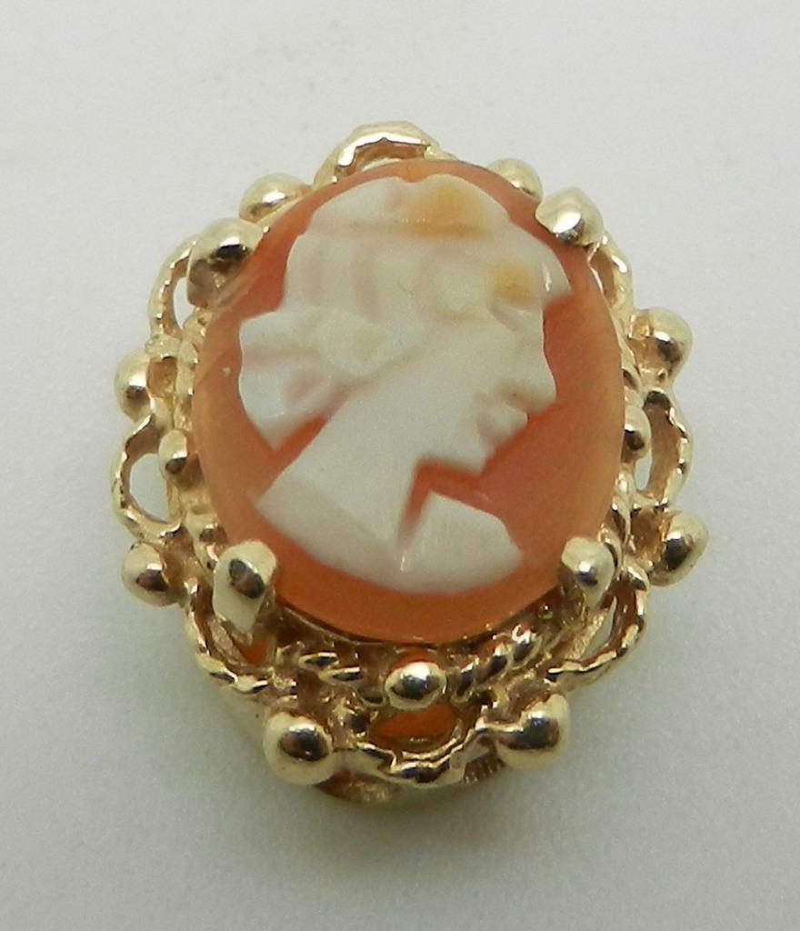 VINTAGE 14K YELLOW GOLD CAMEO SLIDE BRACELET CHARM – RARE – LB2681H