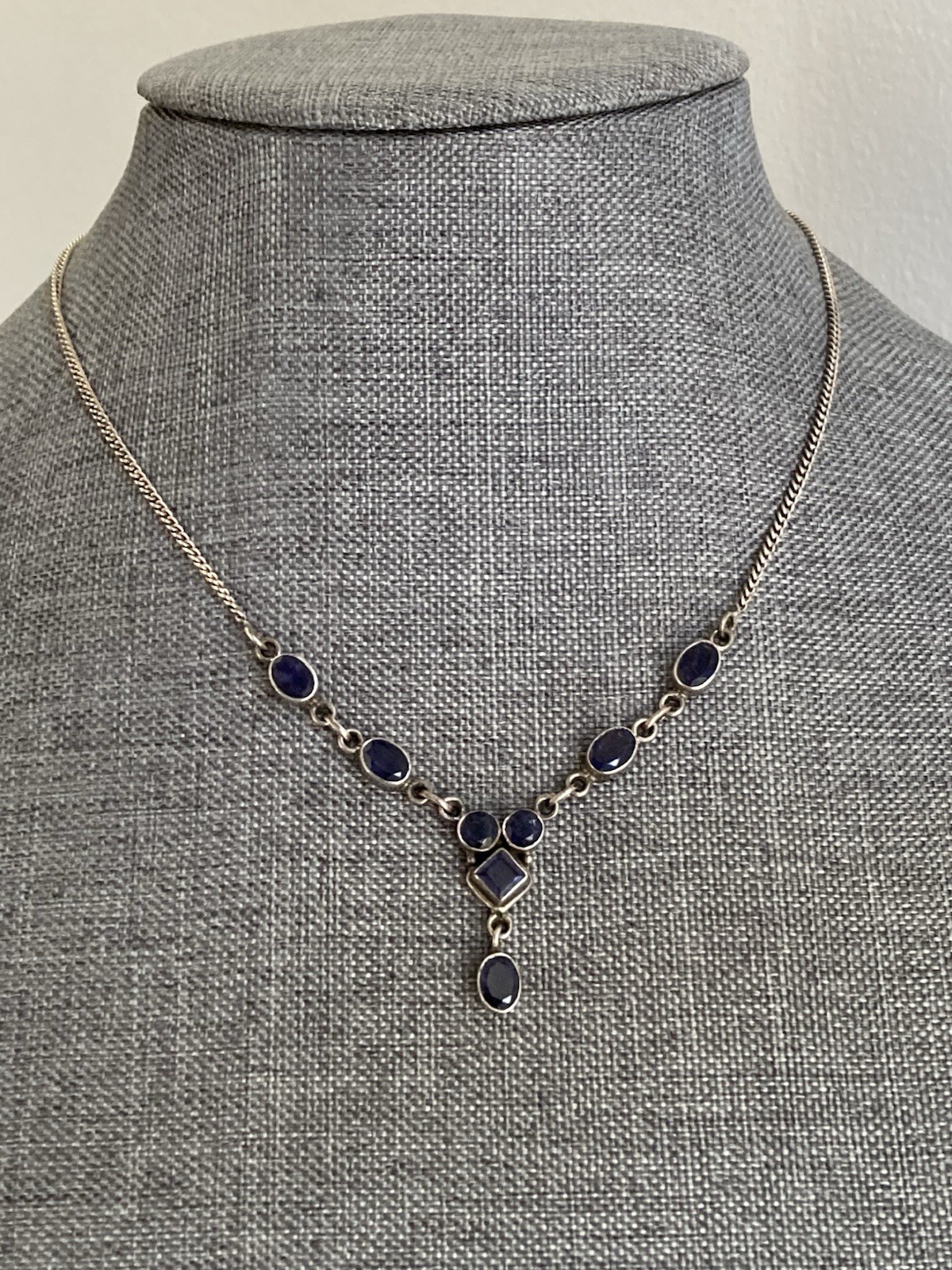 Vintage sterling silver amethyst Y necklace