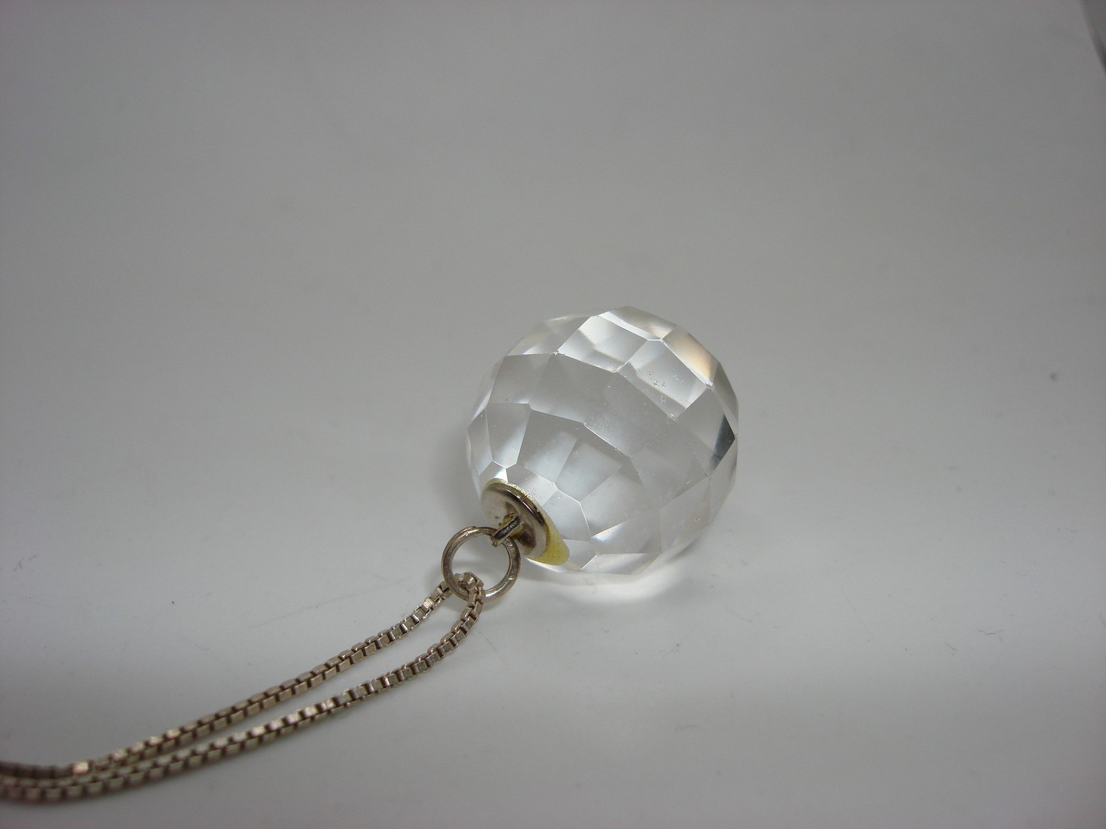 VINTAGE FACETED ROCK CRYSTAL QUARTZ PENDANT STERLING SILVER NECKLACE!