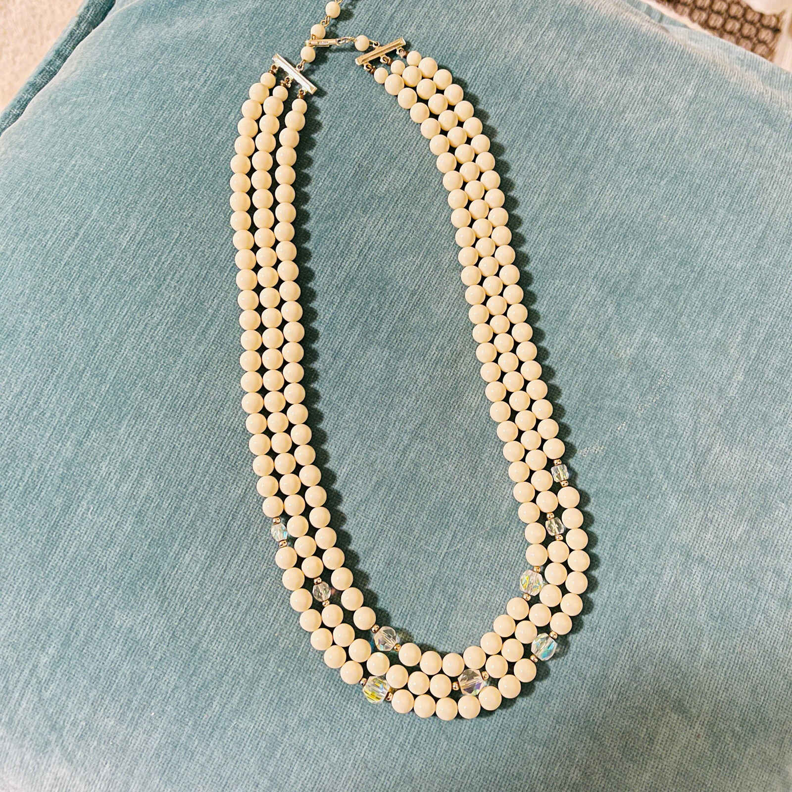 Vintage JAPAM rines breads and AB rhinestone Necklace