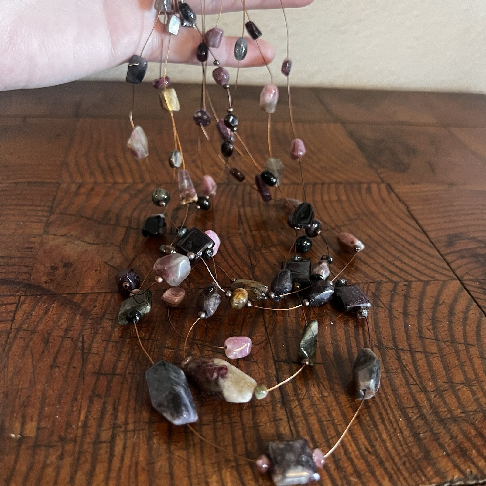 Vtg Coldwater Creek Multi Gem Stone Multi Strand Necklace