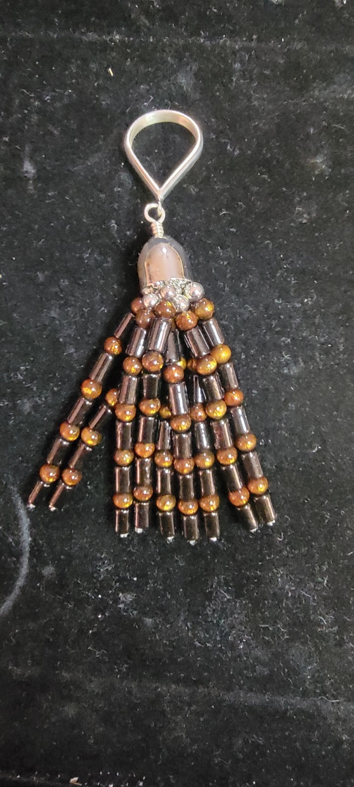 DTR Jay King Sterling Silver Black Coral & Golden Beads Multi Strand Pendant